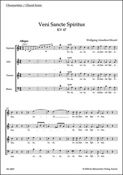 Veni Sancte Spiritus K. 47 by Mozart Wolfgang Amadeus - Kohs Andreas - for SSolo/ASol