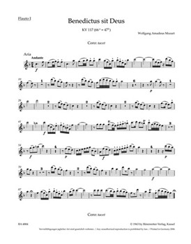 Benedictus sit Deus K. 117 (66a=47b) by Mozart Wolfgang Amadeus for
