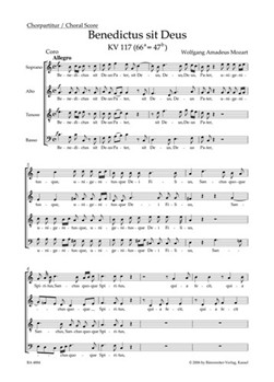 Benedictus sit Deus K. 117 (66a=47b) by Mozart Wolfgang Amadeus - Kohs Andreas - for SSolo/Mixe
