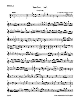 Regina coeli C major K. 108 (74d) by Mozart Wolfgang Amadeus for Violin 2