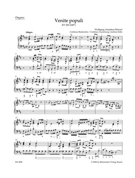 Venite populi K. 260 (248a) -Offertorium de venerabili sacramento- by Mozart Wolfgang Amadeus for