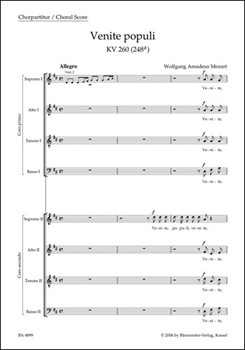 Venite populi K. 260 (248a) -Offertorium de venerabili sacramento- by Mozart Wolfgang Amadeus for Mixed Choir