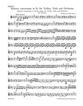 Sinfonia concertante for Violin Viola and Orchestra E-flat major K. 364 (320d) by Mozart Wolfgang Amadeus for