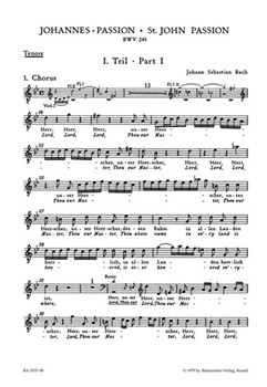 St John Passion BWV 245 by Bach Johann Sebastian - Mendel Arthur - for Tenor Voc