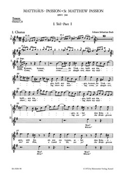 St. Matthew Passion BWV 244 by Bach Johann Sebastian for