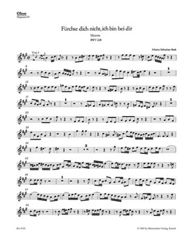 Fuerchte dich nicht ich bin bei dir for two four-part Mixed choirs A major BWV 228 -Motet- by Bach Johann Sebastian for