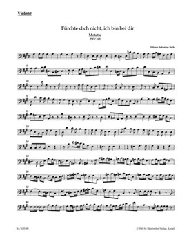 Fuerchte dich nicht ich bin bei dir for two four-part Mixed choirs A major BWV 228 -Motet- by Bach Johann Sebastian for