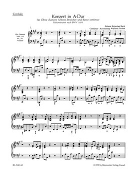 Konzert fur Oboe d'amore (Oboe) A-Dur -Rekonstruktion eines verschollenen Solokonzerts nach BWV 1055 by Bach Johann Sebastian for
