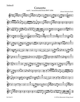 Concerto for Violin Strings and Basso Continuo G minor (Reconstructed from BWV 1056) by Bach Johann Sebastian for