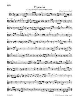 Concerto for Violin Strings and Basso Continuo G minor (Reconstructed from BWV 1056) by Bach Johann Sebastian for