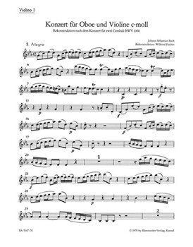 Concerto for Oboe Violin Strings and Basso Continuo C minor -Reconstruction of a lost solo concert by Bach Johann Sebastian for