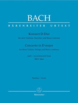 Concerto for three Violins Strings and Basso continuo D major (reconstructed from BWV 1064) by Bach Johann Sebastian for 3V-Solo/2V