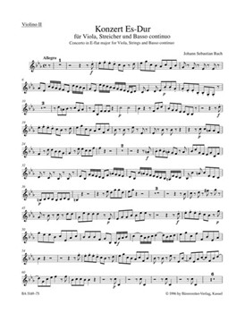 Concerto for Viola Strings and Basso continuo E-flat major -Reconstruction after the Cantatas BWV 1 by Bach Johann Sebastian for