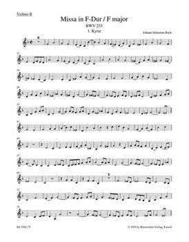 Mass F major BWV 233 "Lutheran Mass 1" by Bach Johann Sebastian for