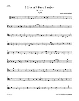Mass F major BWV 233 "Lutheran Mass 1" by Bach Johann Sebastian for