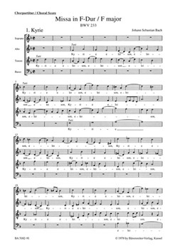 Mass F major BWV 233 "Lutheran Mass 1" by Bach Johann Sebastian for SSolo/ASol