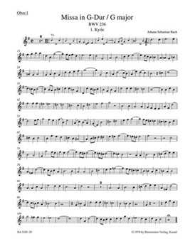Mass G major BWV 236 "Lutheran Mass 4" by Bach Johann Sebastian for