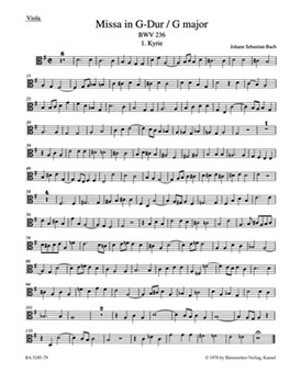 Mass G major BWV 236 "Lutheran Mass 4" by Bach Johann Sebastian for