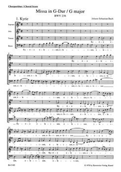 Mass G major BWV 236 "Lutheran Mass 4" by Bach Johann Sebastian for SSolo/ASol