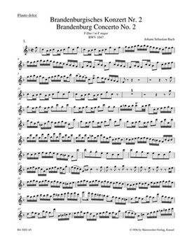 Brandenburg Concerto Nr. 2 F major BWV 1047 by Bach Johann Sebastian for