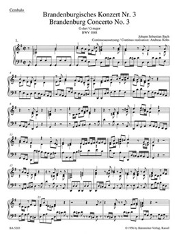 Brandenburg Concerto Nr. 3 G major BWV 1048 by Bach Johann Sebastian for