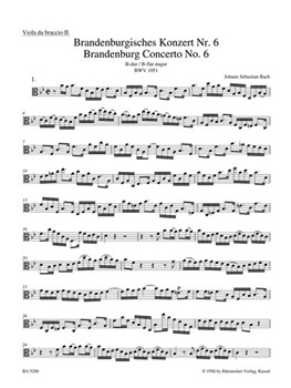 Brandenburg Concerto Nr. 6 B flat-major BWV 1051 by Bach Johann Sebastian for