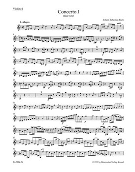 Concerto for Harpsichord and Strings no. 1 D minor BWV 1052 by Bach Johann Sebastian - Breig Werner - for Violin 1