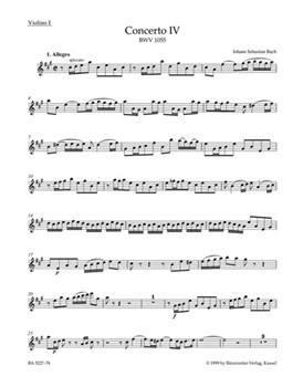 Concerto for Harpsichord and Strings Nr. 4 A major BWV 1055 by Bach Johann Sebastian for