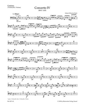 Concerto for Harpsichord and Strings Nr. 4 A major BWV 1055 by Bach Johann Sebastian for