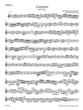 Harpsichord Concerto D minor BWV 1052a (based on Johann Sebastian Bach. First edition) by Bach Carl Philipp Emanuel for