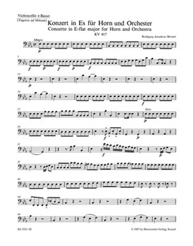 Concerto for Horn und Orchestra Nr. 2 E-flat major K. 417 by Mozart Wolfgang Amadeus for