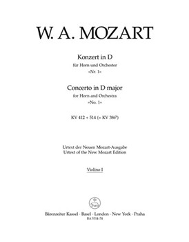 Concerto for Horn and Orchestra Nr. 1 D major K. 412 + 514 (386b) (Traditional version (Rondo by Fra by Mozart Wolfgang Amadeus for
