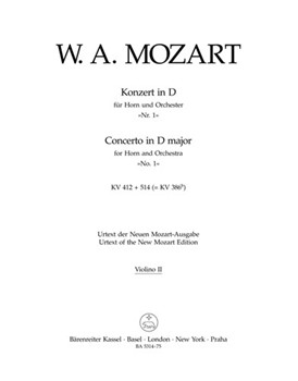 Concerto for Horn and Orchestra Nr. 1 D major K. 412 + 514 (386b) (Traditional version (Rondo by Fra by Mozart Wolfgang Amadeus for