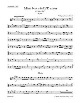 Missa brevis D major K. 194 (186h) by Mozart Wolfgang Amadeus for