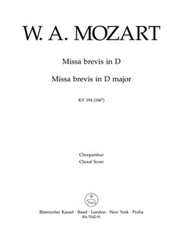 Missa brevis D major K. 194 (186h) by Mozart Wolfgang Amadeus for SSolo/ASol