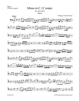 Missa C major K. 220 (196b) "Sparrow Mass" by Mozart Wolfgang Amadeus for