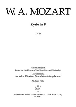 Kyrie In F by Mozart Wolfgang Amadeus - Kohs Andreas - for SATB