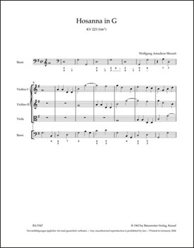 Hosanna G major K. 223 (166e) by Mozart Wolfgang Amadeus for Str