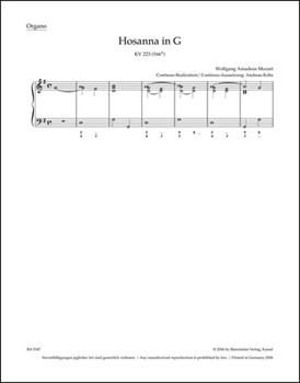 Hosanna G major K. 223 (166e) by Mozart Wolfgang Amadeus for