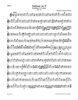 Symphony F major K. 75 by Mozart Wolfgang Amadeus for