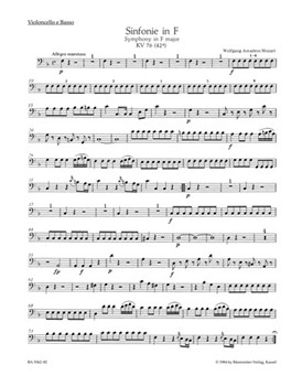 Symphony F major K. 76(42a) by Mozart Wolfgang Amadeus for