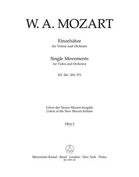 Single Movements for Violin and Orchestra K. 261 269 (261a) 373 by Mozart Wolfgang Amadeus for