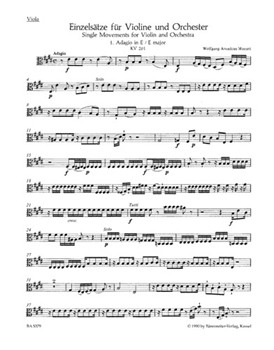 Single Movements for Violin and Orchestra K. 261 269 (261a) 373 by Mozart Wolfgang Amadeus for