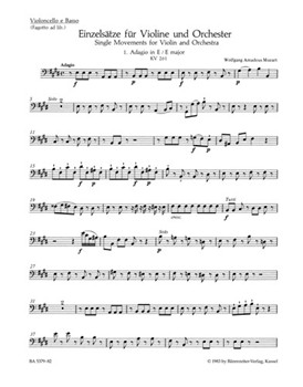 Single Movements for Violin and Orchestra K. 261 269 (261a) 373 by Mozart Wolfgang Amadeus for