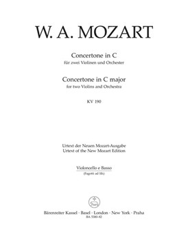 Concertone for two Violins and Orchestra C major K. 190 (166b; KV6:186 E) by Mozart Wolfgang Amadeus for