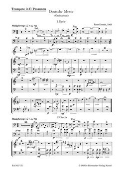 Deutsche Messe fur Chor Gemeinde und Instrumente (1968) -Ordinarium- by Krenek Ernst for