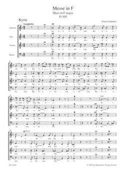 Missa F major D 105 by Schubert Franz for 2SSolo/ASo