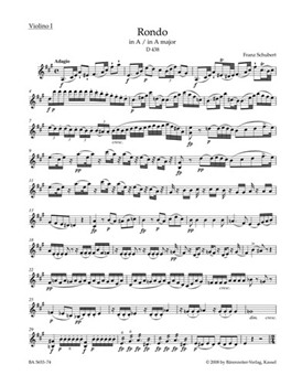 Rondo for Violin and Strings A major D 438 by Schubert Franz for