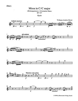 Missa C major K. 317 "Coronation Mass" (Arranged for female choir (SMA)) by Mozart Wolfgang Amadeus for