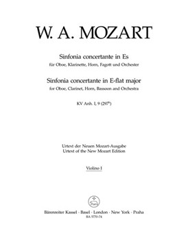 Sinfonia concertante for Oboe Clarinet Horn Bassoon and Orchestra E-flat major K. Anh. I9 (297b) by Mozart Wolfgang Amadeus for